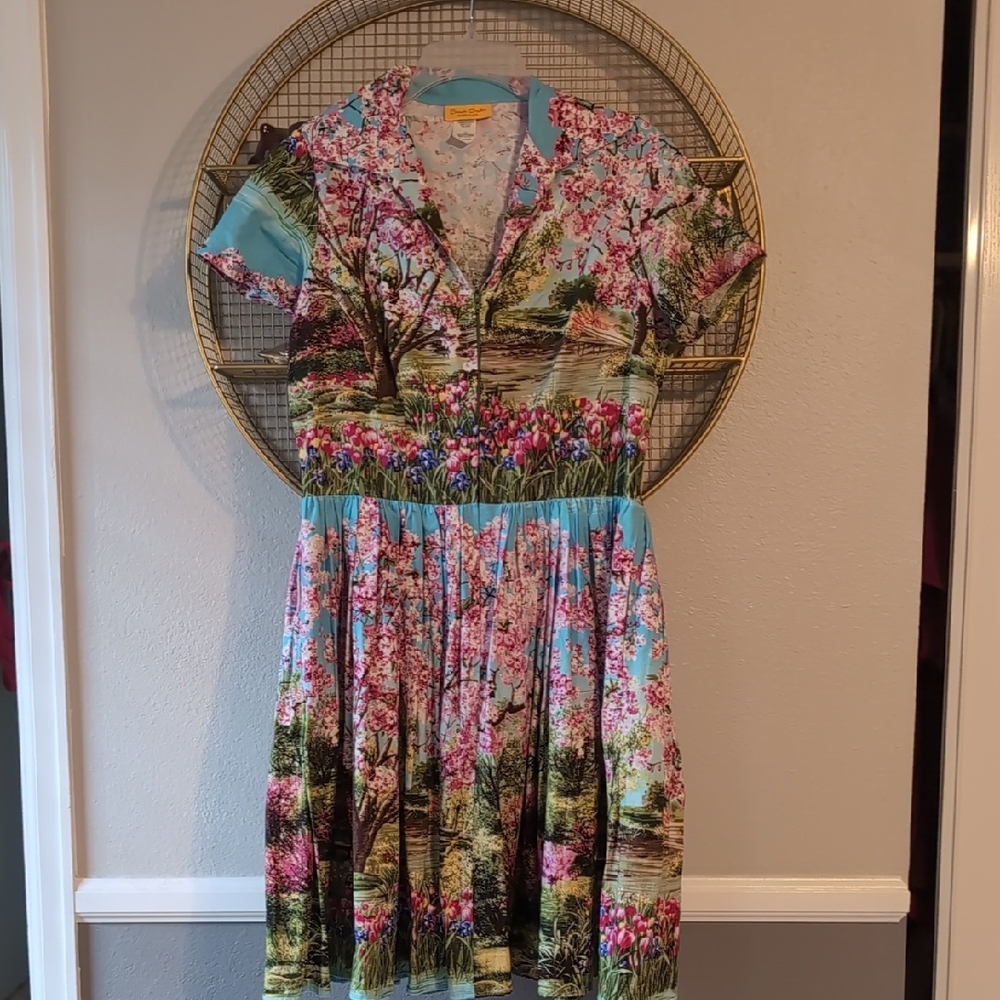 Bernie Dexter Blue and Pink Floral Dress
